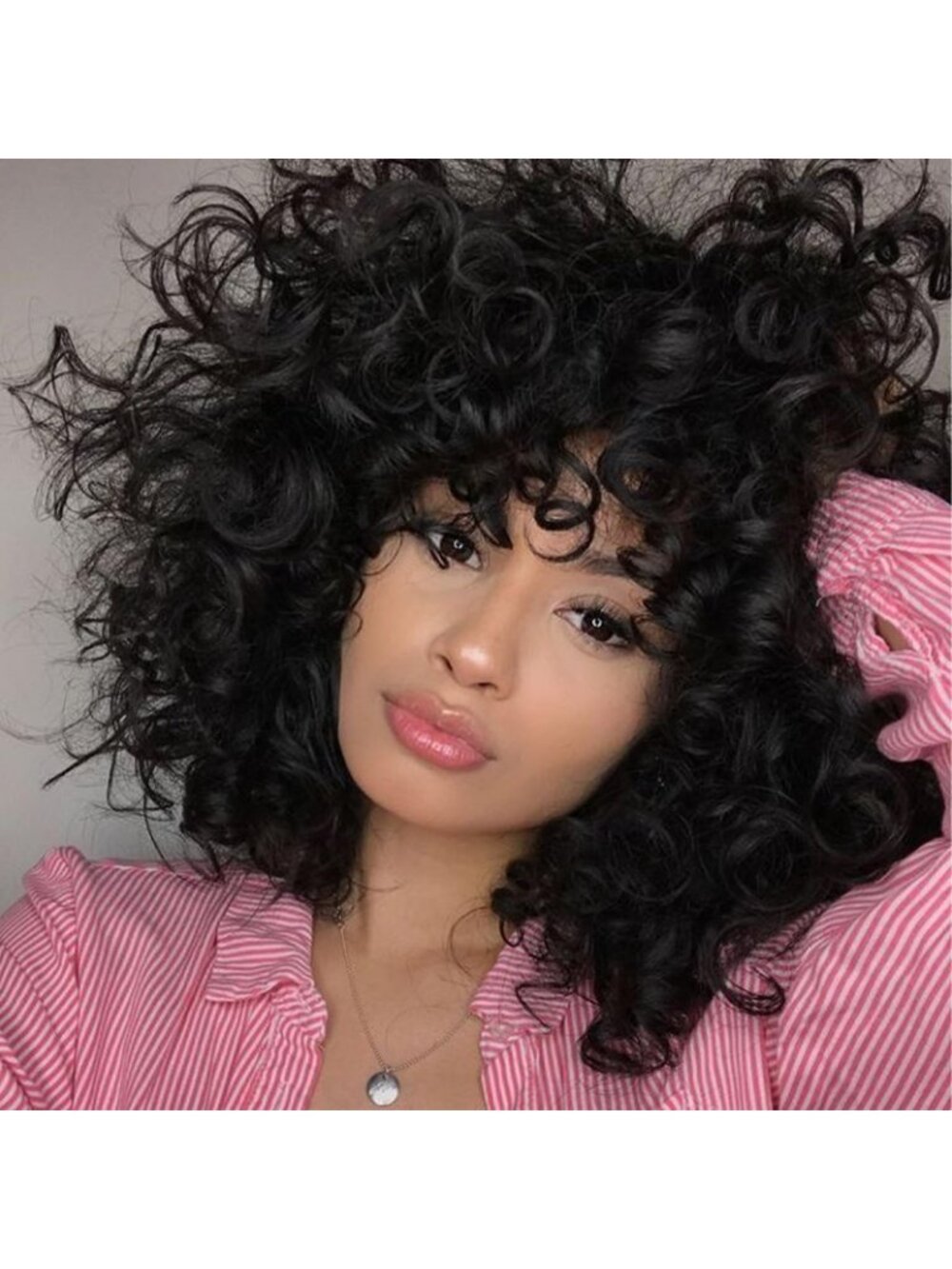 Short Loose Curly Afro Wig for Women - Soft Synthetic Black Hair, Natural Look